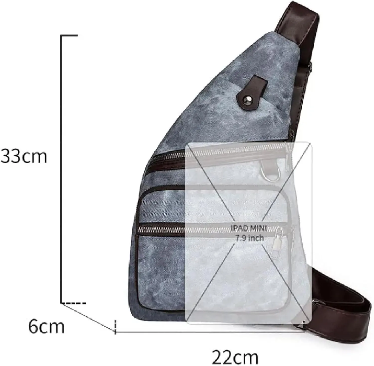 Mens Crossbody Sling Bags Waterproof Anti Thef Multipurpose Chest Bag Shoulder Bag for Running Hiking Camping(Gray)