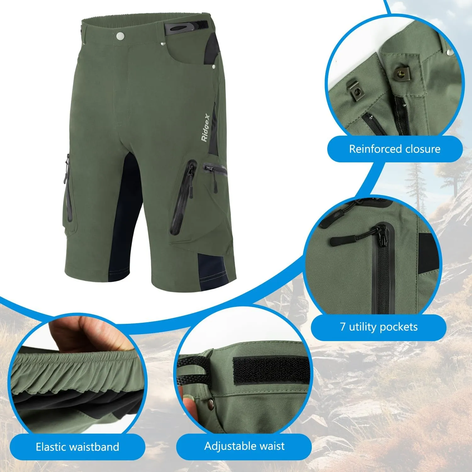 Men's Mountain Bike Shorts 3D Padded MTB Shorts Lightweight Loose-fit Bicycle Cycling Biking Shorts