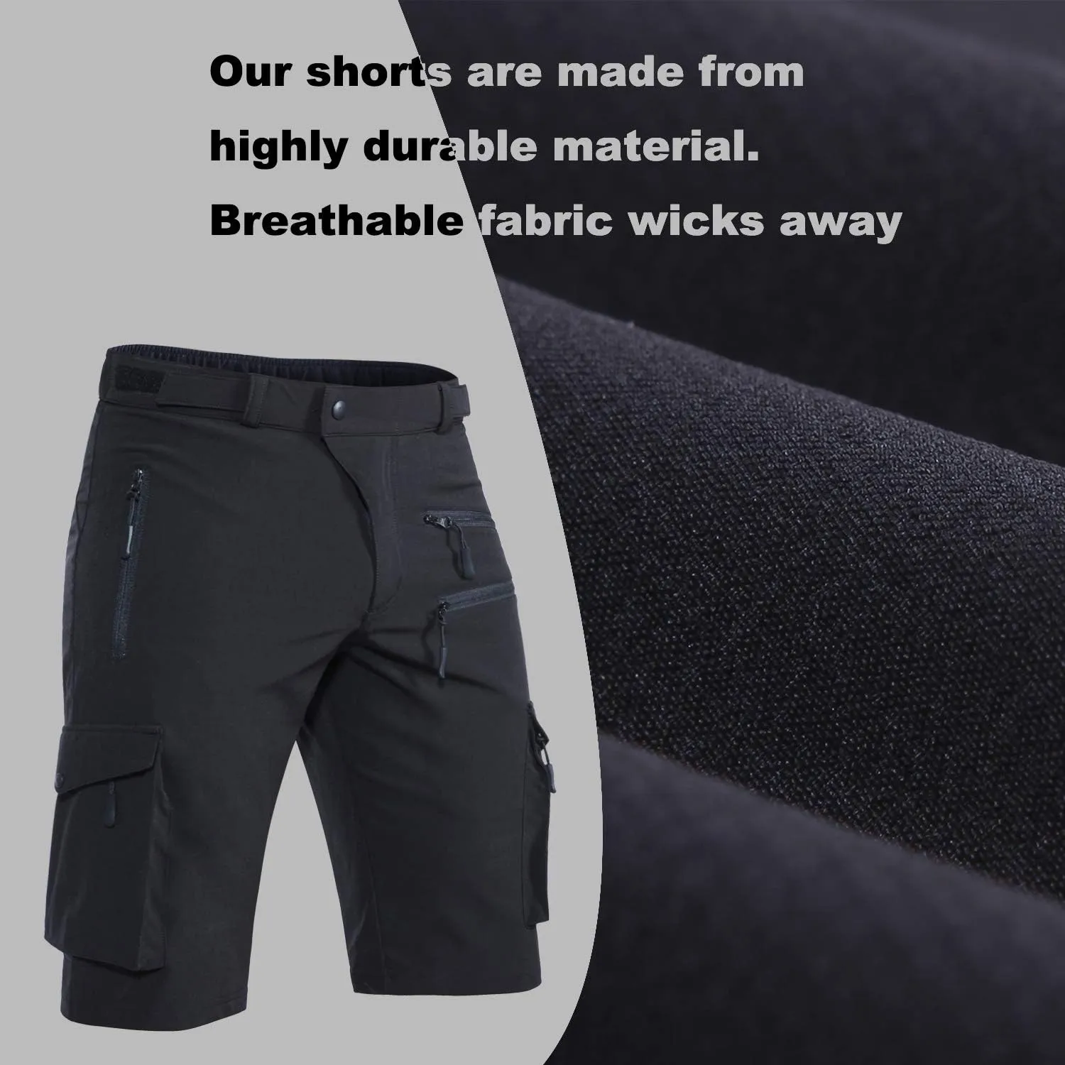 Men's Mountain Bike Shorts Stretch Hiking Cargo Shorts Quick Dry with Zipper Pocket for Bicycle Cycling Casual Golf
