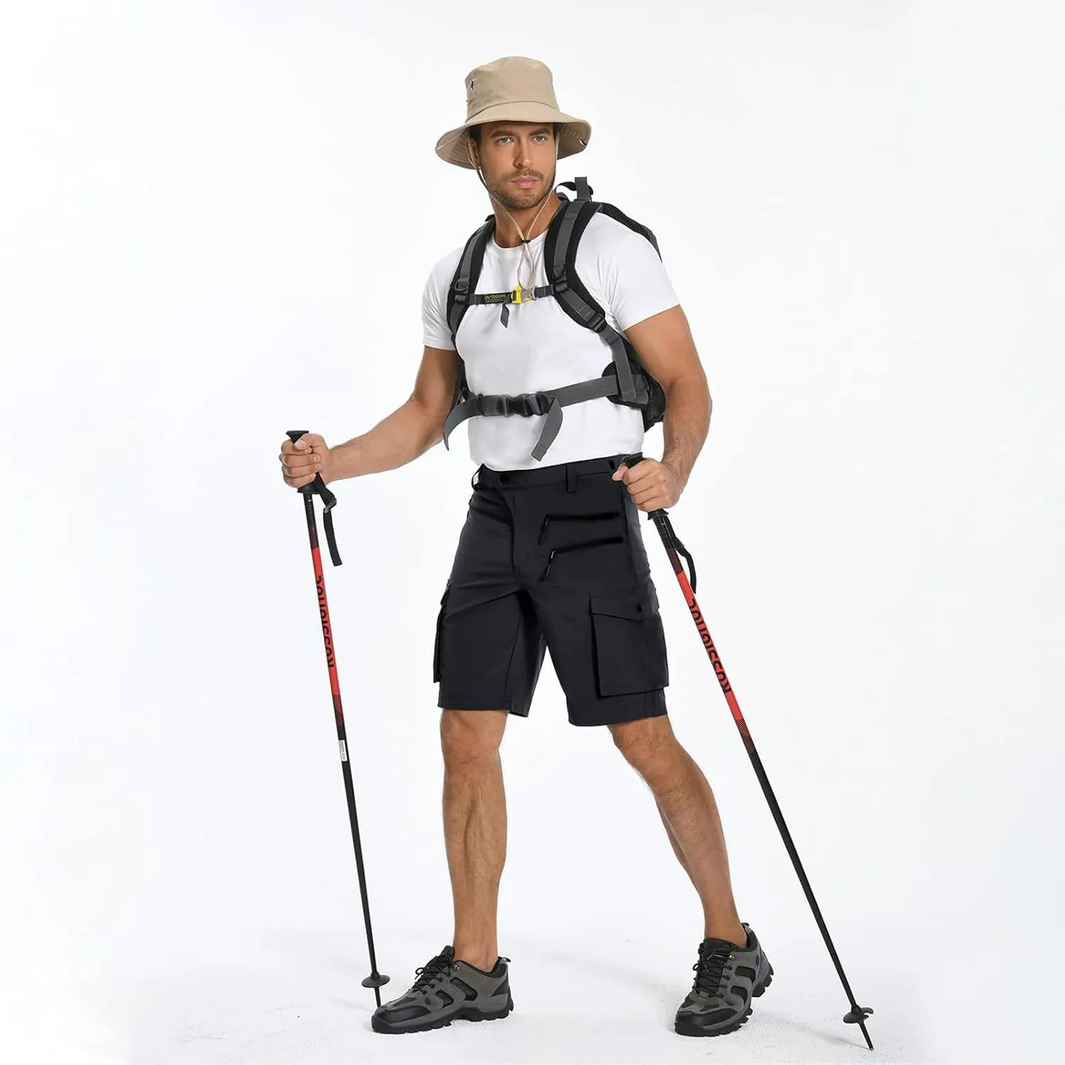 Men's Mountain Bike Shorts Stretch Hiking Cargo Shorts Quick Dry with Zipper Pocket for Bicycle Cycling Casual Golf
