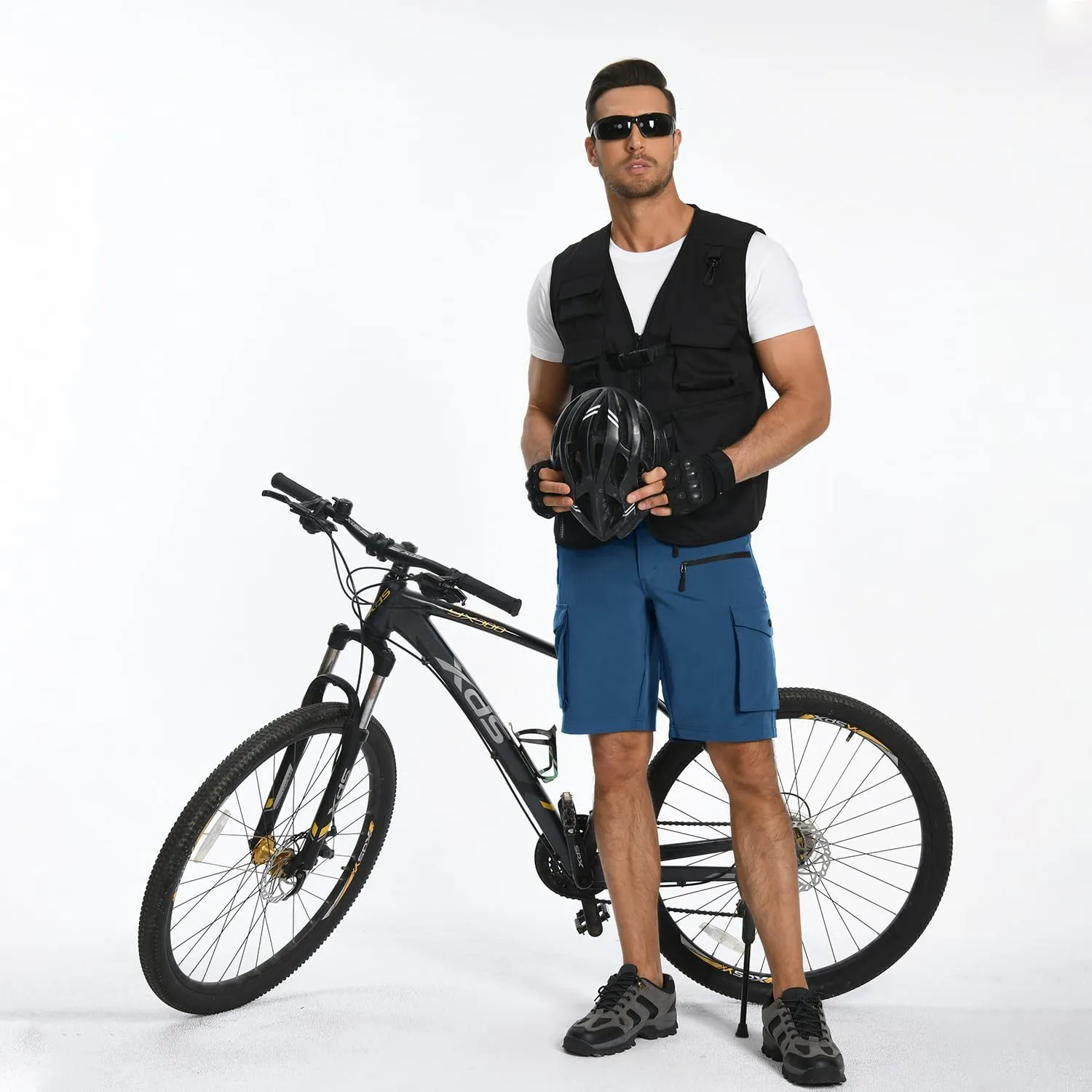 Men's Mountain Bike Shorts Stretch Hiking Cargo Shorts Quick Dry with Zipper Pocket for Bicycle Cycling Casual Golf
