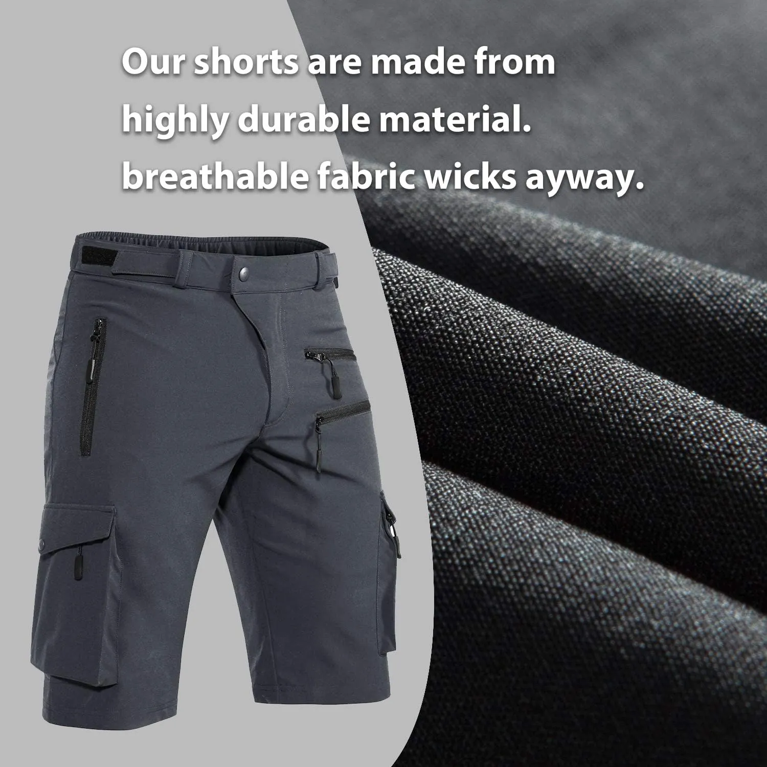 Men's Mountain Bike Shorts Stretch Hiking Cargo Shorts Quick Dry with Zipper Pocket for Bicycle Cycling Casual Golf