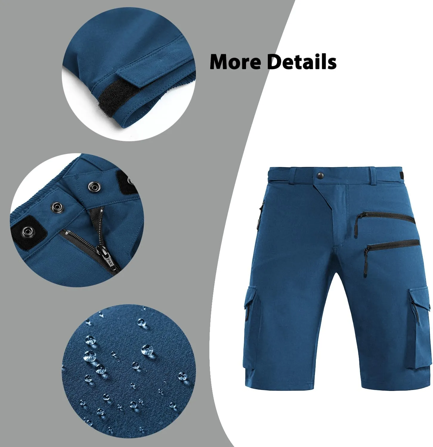 Men's Mountain Bike Shorts Stretch Hiking Cargo Shorts Quick Dry with Zipper Pocket for Bicycle Cycling Casual Golf