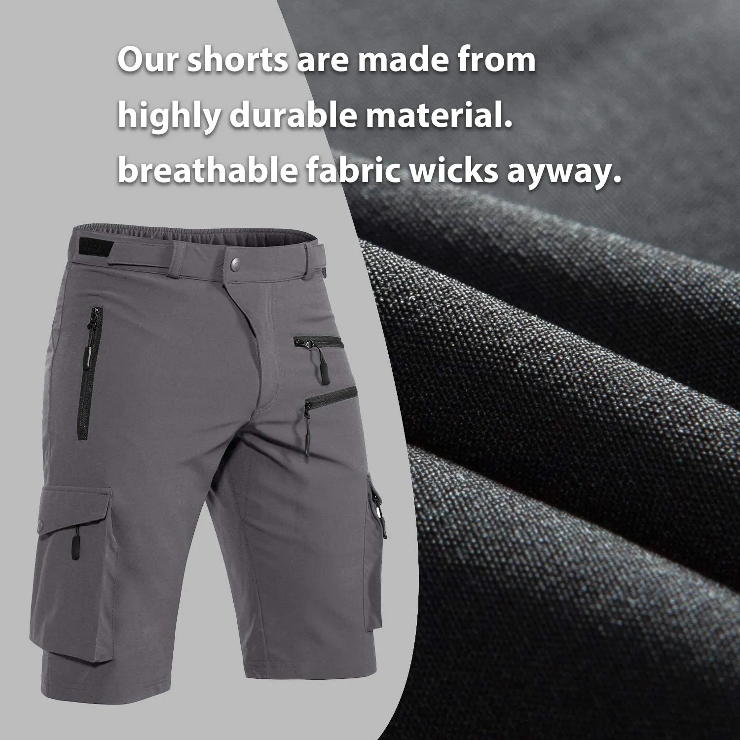 Men's Mountain Bike Shorts Stretch Hiking Cargo Shorts Quick Dry with Zipper Pocket for Bicycle Cycling Casual Golf