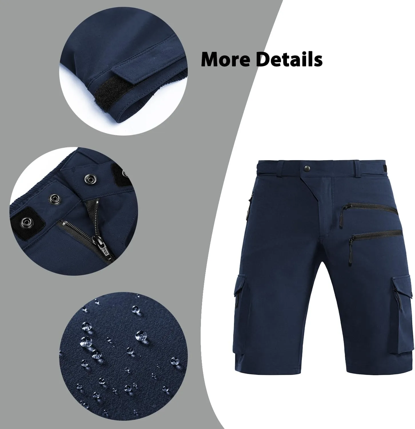 Men's Mountain Bike Shorts Stretch Hiking Cargo Shorts Quick Dry with Zipper Pocket for Bicycle Cycling Casual Golf