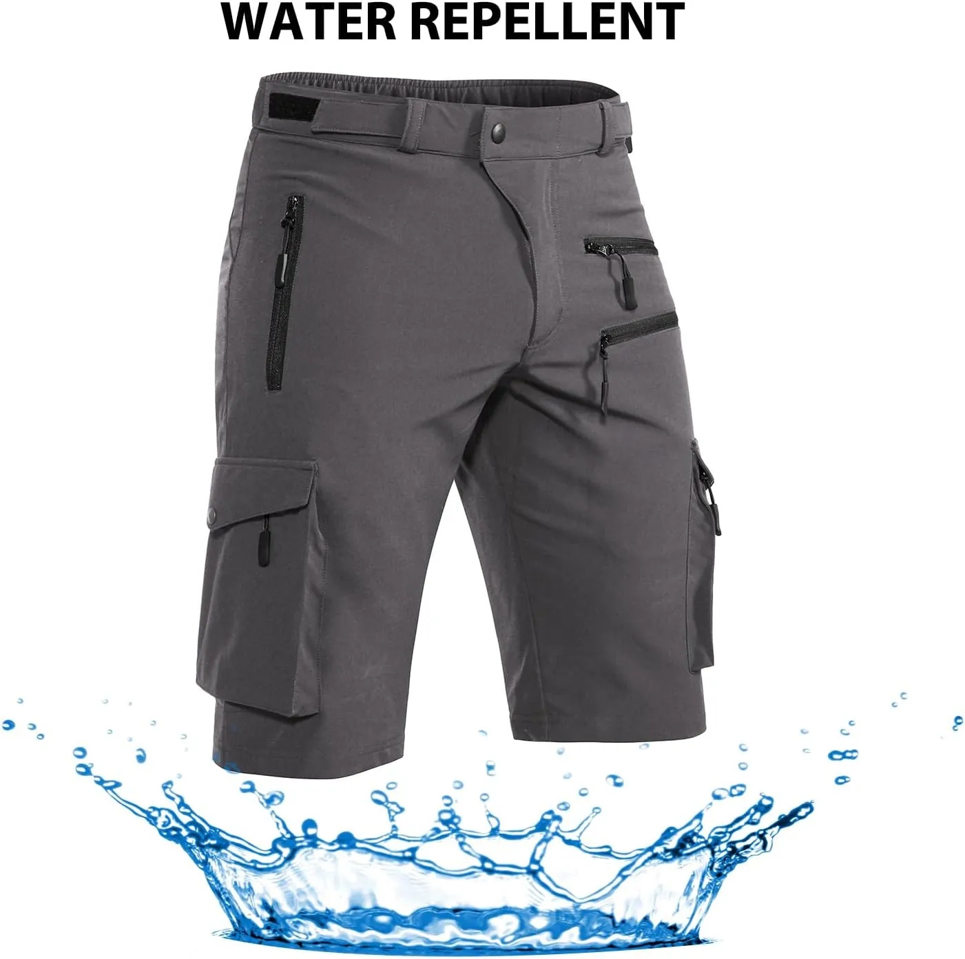 Men's Mountain Bike Shorts Stretch Hiking Cargo Shorts Quick Dry with Zipper Pocket for Bicycle Cycling Casual Golf