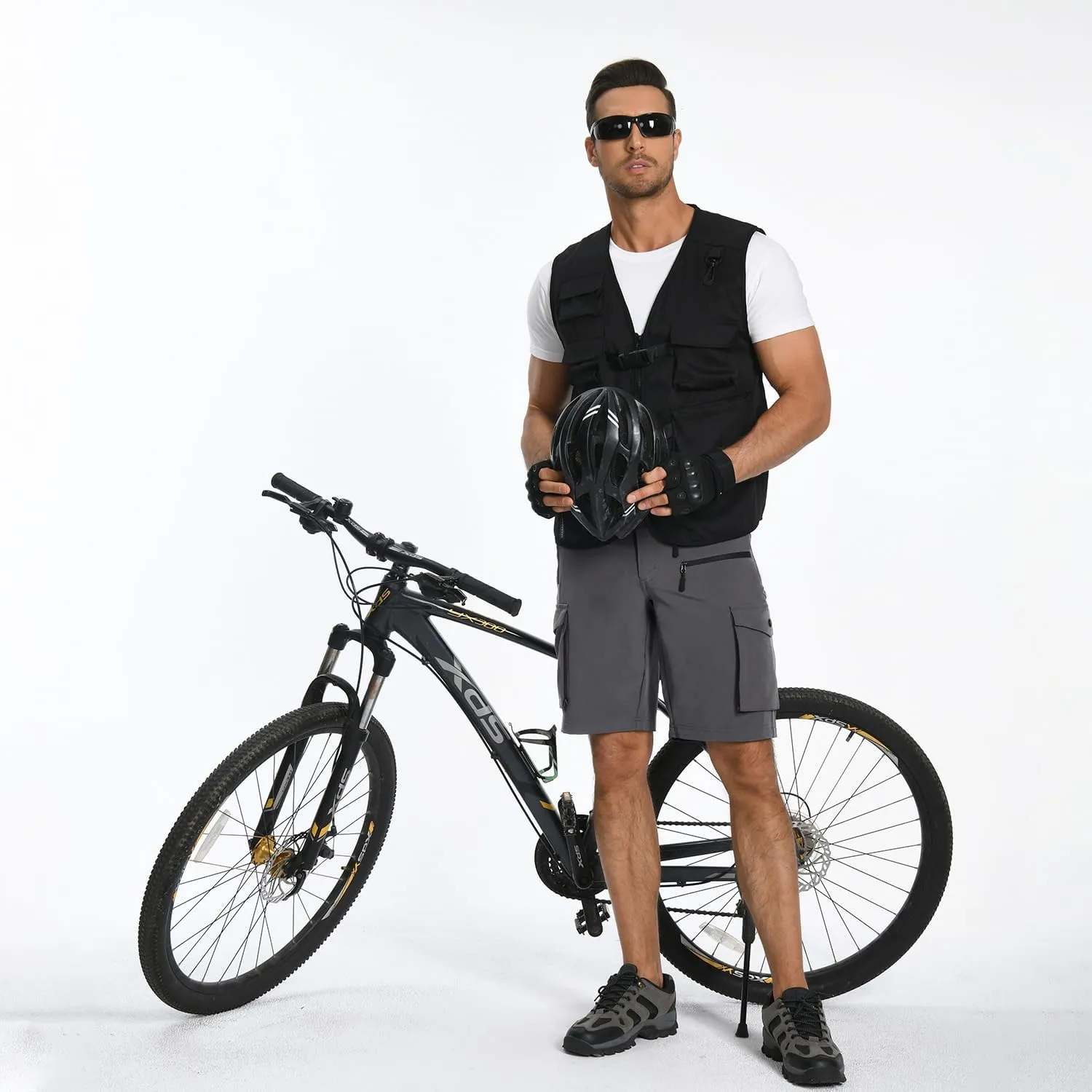 Men's Mountain Bike Shorts Stretch Hiking Cargo Shorts Quick Dry with Zipper Pocket for Bicycle Cycling Casual Golf