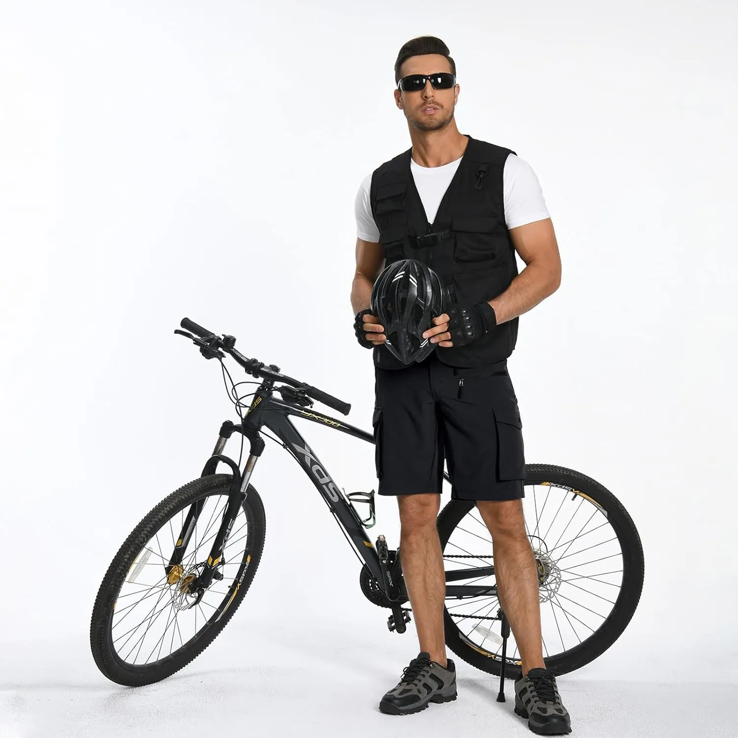 Men's Mountain Bike Shorts Stretch Hiking Cargo Shorts Quick Dry with Zipper Pocket for Bicycle Cycling Casual Golf