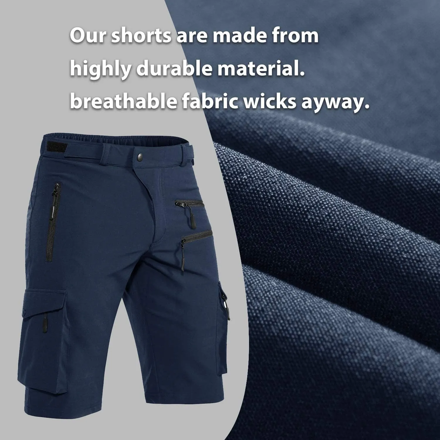 Men's Mountain Bike Shorts Stretch Hiking Cargo Shorts Quick Dry with Zipper Pocket for Bicycle Cycling Casual Golf