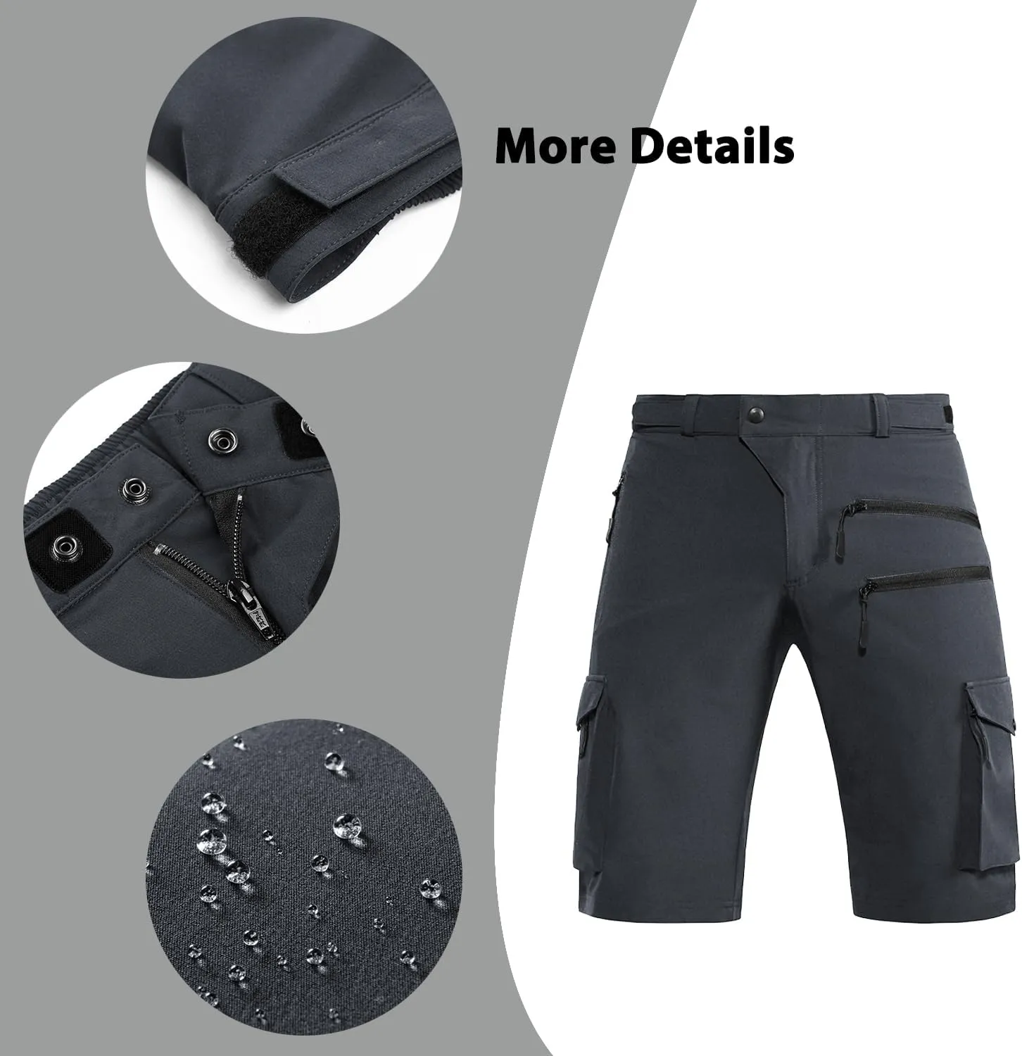 Men's Mountain Bike Shorts Stretch Hiking Cargo Shorts Quick Dry with Zipper Pocket for Bicycle Cycling Casual Golf