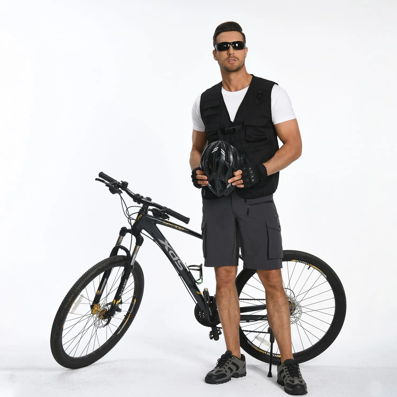 Men's Mountain Bike Shorts Stretch Hiking Cargo Shorts Quick Dry with Zipper Pocket for Bicycle Cycling Casual Golf