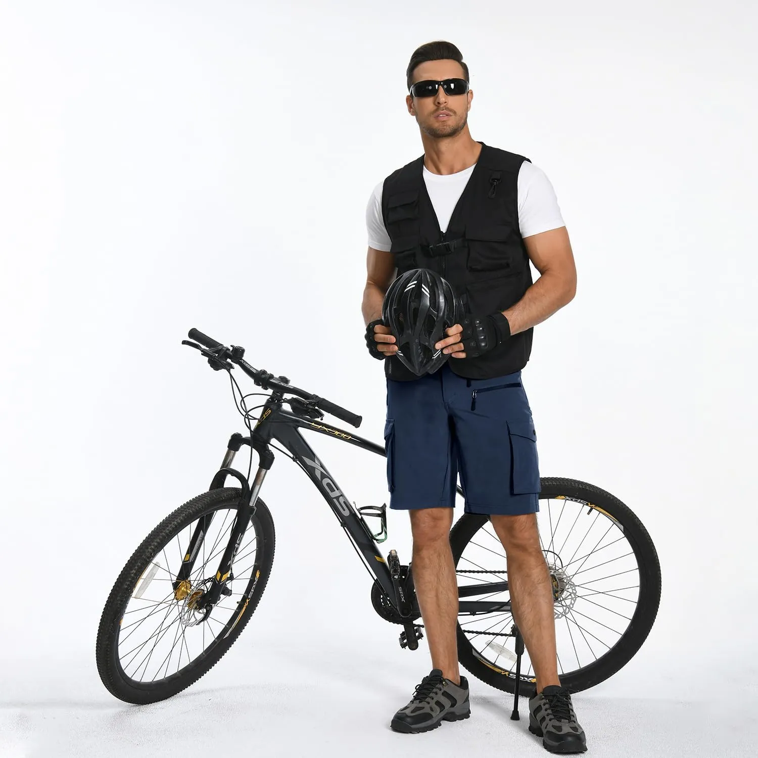 Men's Mountain Bike Shorts Stretch Hiking Cargo Shorts Quick Dry with Zipper Pocket for Bicycle Cycling Casual Golf