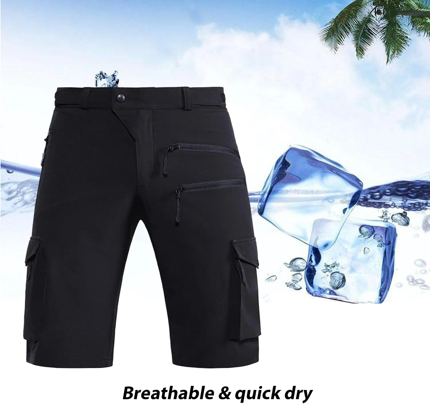 Men's Mountain Bike Shorts Stretch Hiking Cargo Shorts Quick Dry with Zipper Pocket for Bicycle Cycling Casual Golf