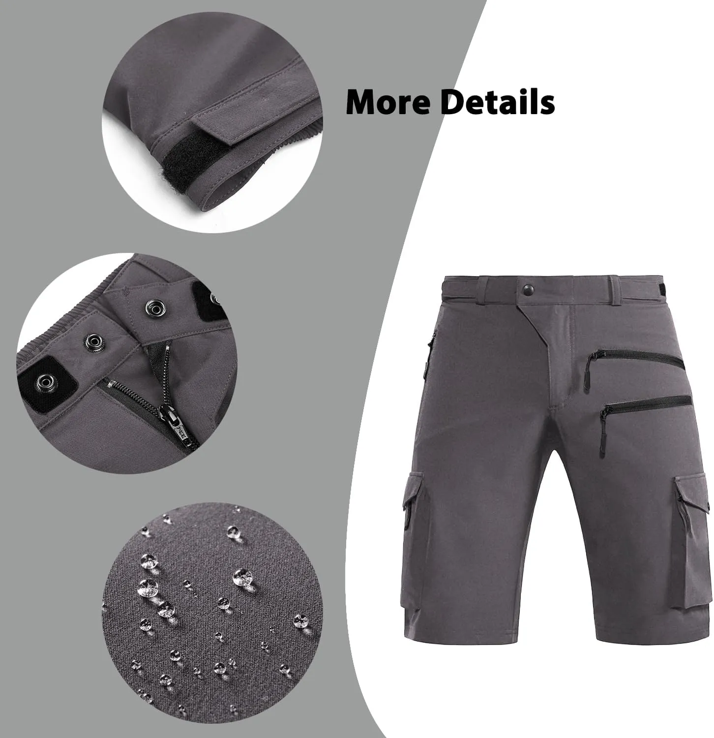Men's Mountain Bike Shorts Stretch Hiking Cargo Shorts Quick Dry with Zipper Pocket for Bicycle Cycling Casual Golf