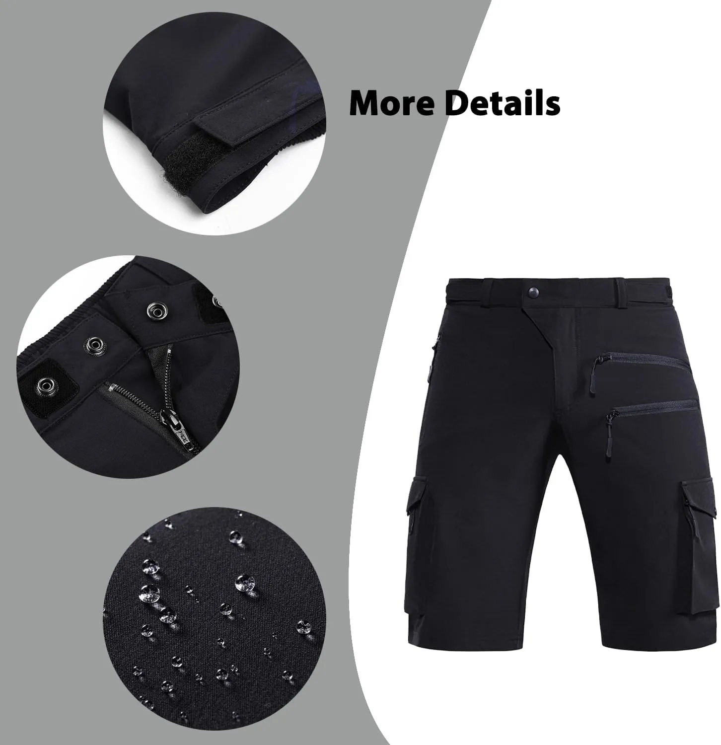 Men's Mountain Bike Shorts Stretch Hiking Cargo Shorts Quick Dry with Zipper Pocket for Bicycle Cycling Casual Golf
