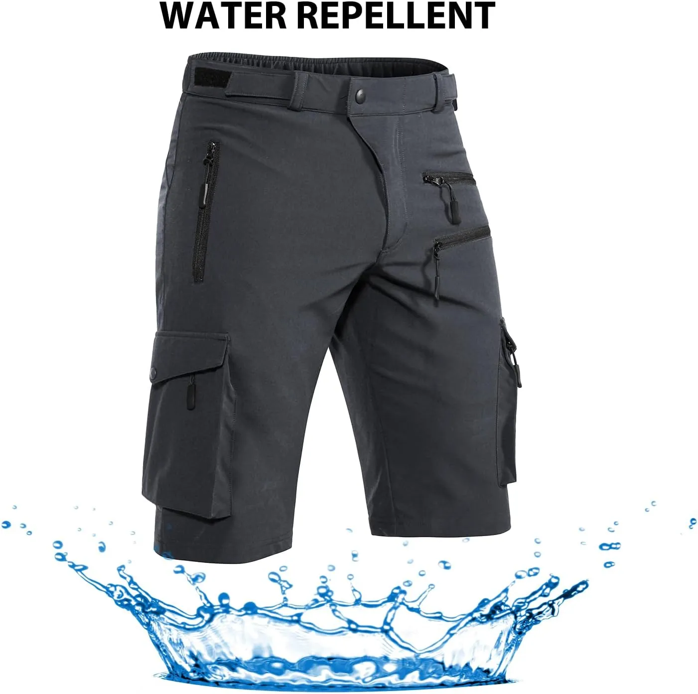 Men's Mountain Bike Shorts Stretch Hiking Cargo Shorts Quick Dry with Zipper Pocket for Bicycle Cycling Casual Golf