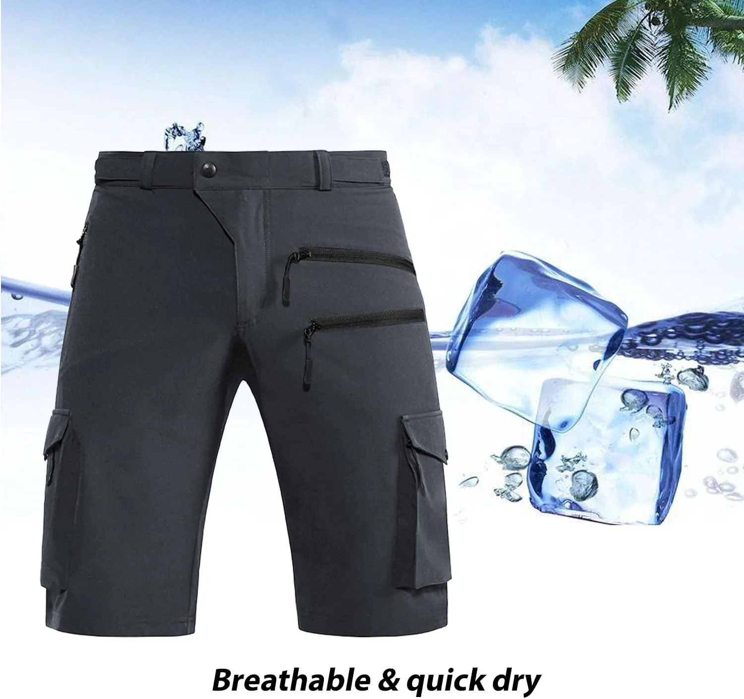 Men's Mountain Bike Shorts Stretch Hiking Cargo Shorts Quick Dry with Zipper Pocket for Bicycle Cycling Casual Golf