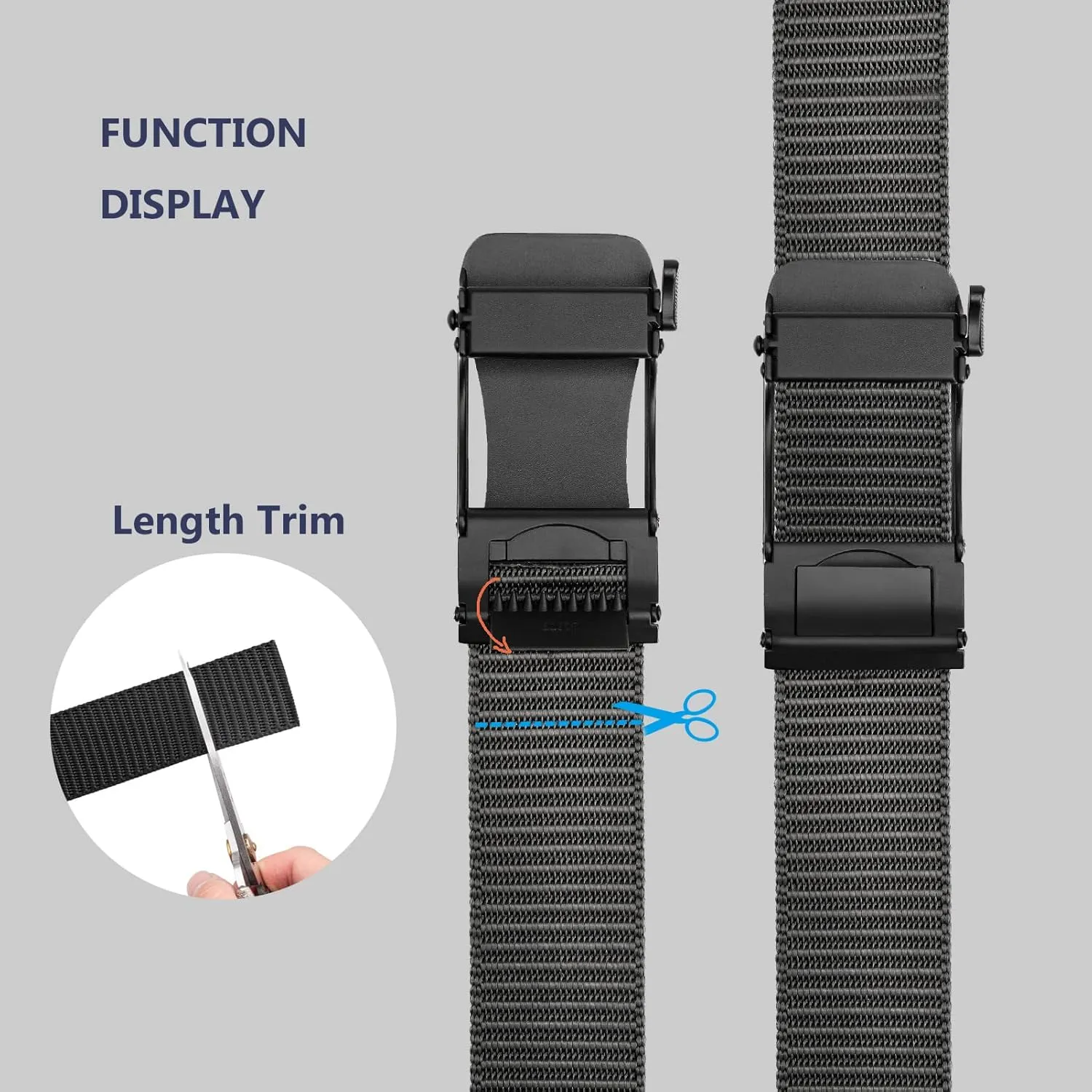 Men's Ratchet Web Belt, Golf Belt Nylon Automatic Buckle Belt for Hiking Rigger Military Work-Quick Release