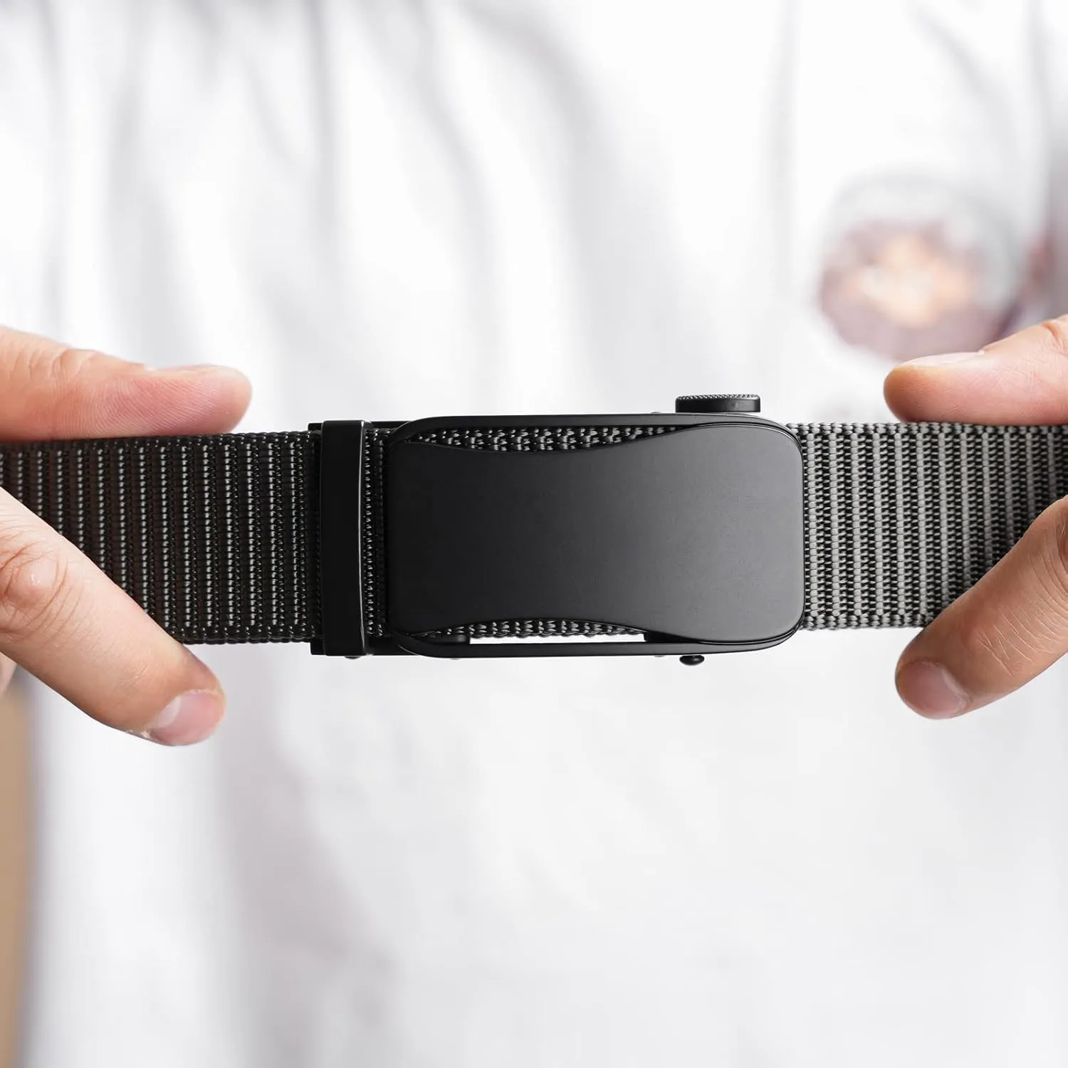 Men's Ratchet Web Belt, Golf Belt Nylon Automatic Buckle Belt for Hiking Rigger Military Work-Quick Release