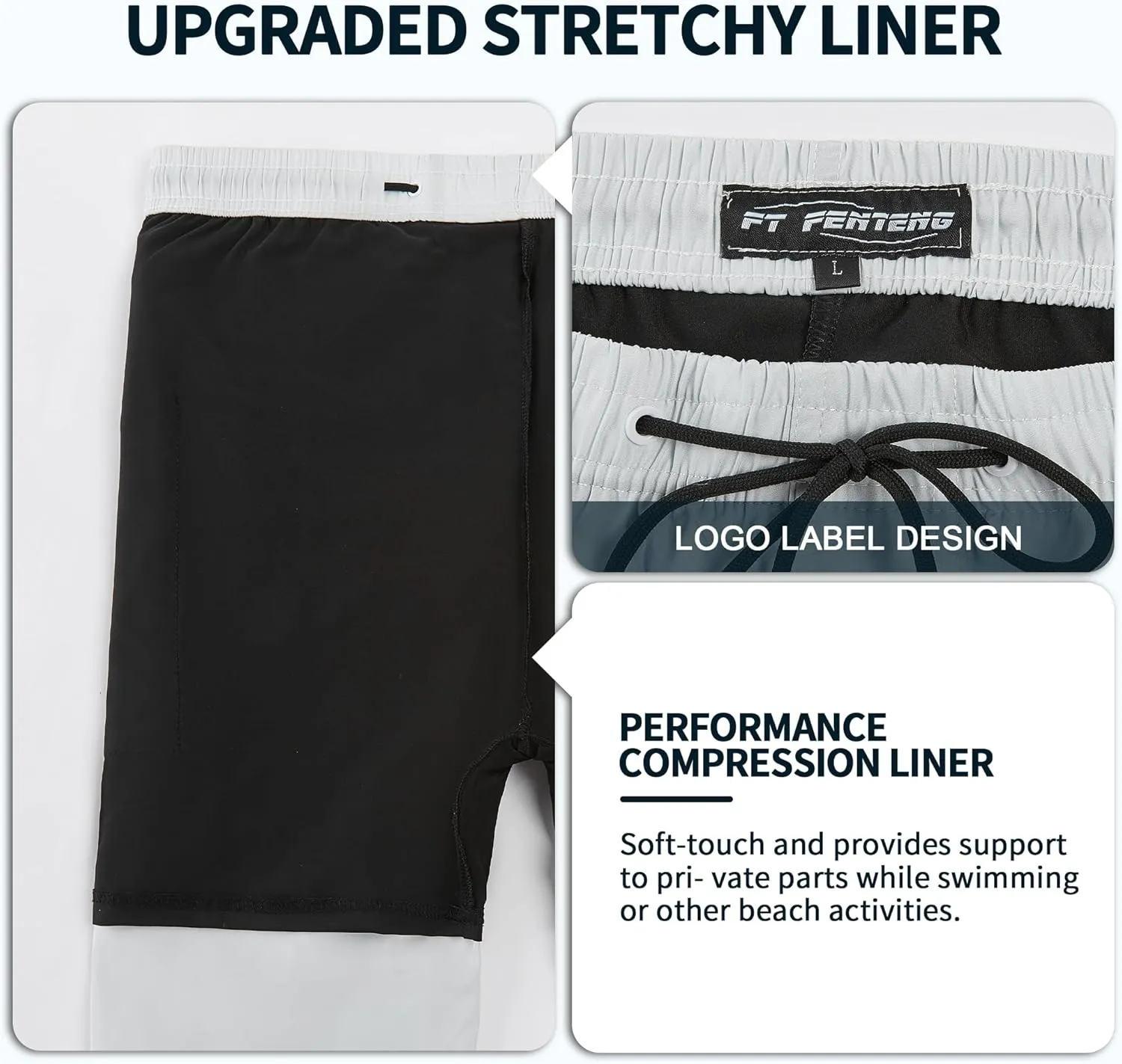 Mens Swim Trunks with Compression Liner 9" Built-in Board Shorts 2 in 1 Quick Dry Bathing Suits with Zipper Pockets