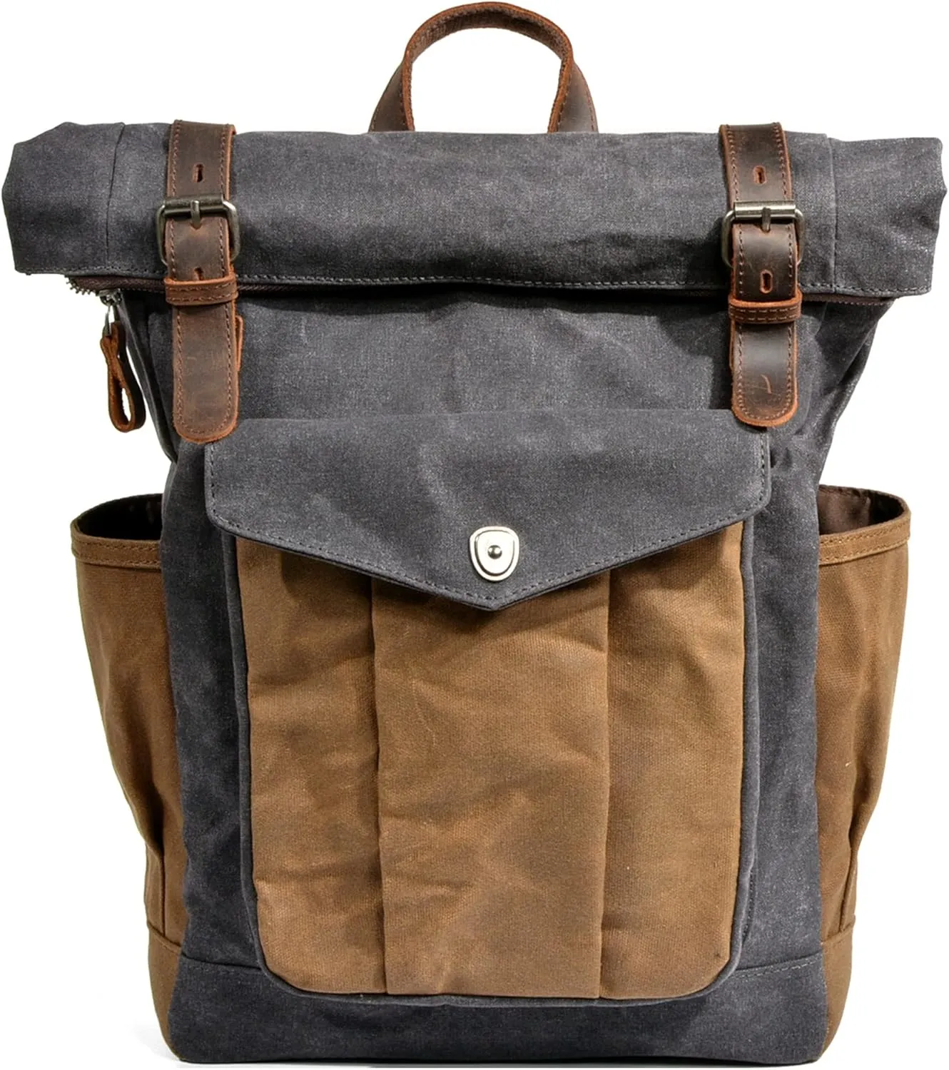Men's Vintage Travel Backpack Large Capacity Casual Daypacks Waxed Canvas Carry on Bags for Camping Hiking Mountaineering