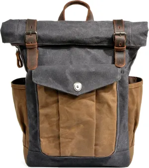 Men's Vintage Travel Backpack Large Capacity Casual Daypacks Waxed Canvas Carry on Bags for Camping Hiking Mountaineering
