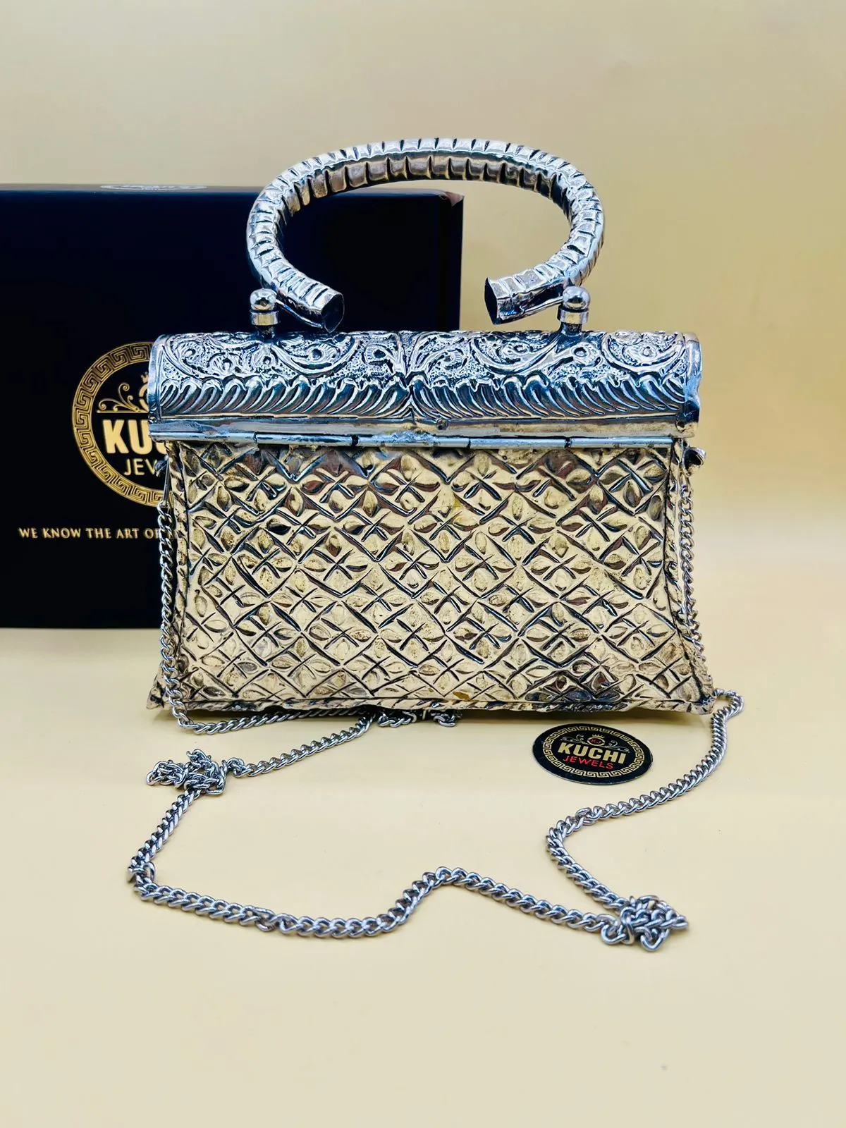 Metal Silver Bags With Handle And Bells