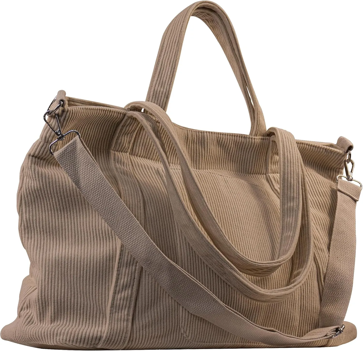 METALPHA Tote Bag for Women, Large Work Corduroy Tote Bags Zippered Messenger Travel Bag Shoulder Crossbody Hobo Handbags