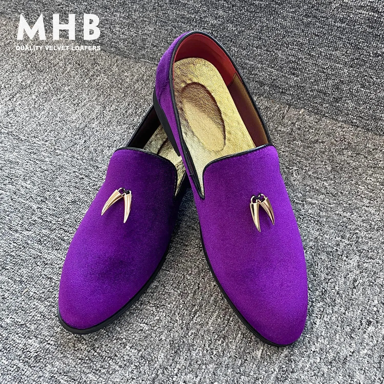 MHB Men's Penny Slip-On Velvet Loafer Suede Dress Shoes Glitter Smoking Slipper