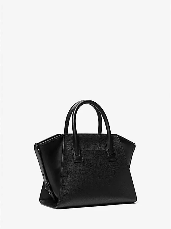 Michael Kors Avril MIDI Studded Patchwork and Signature Logo Satchel-Black