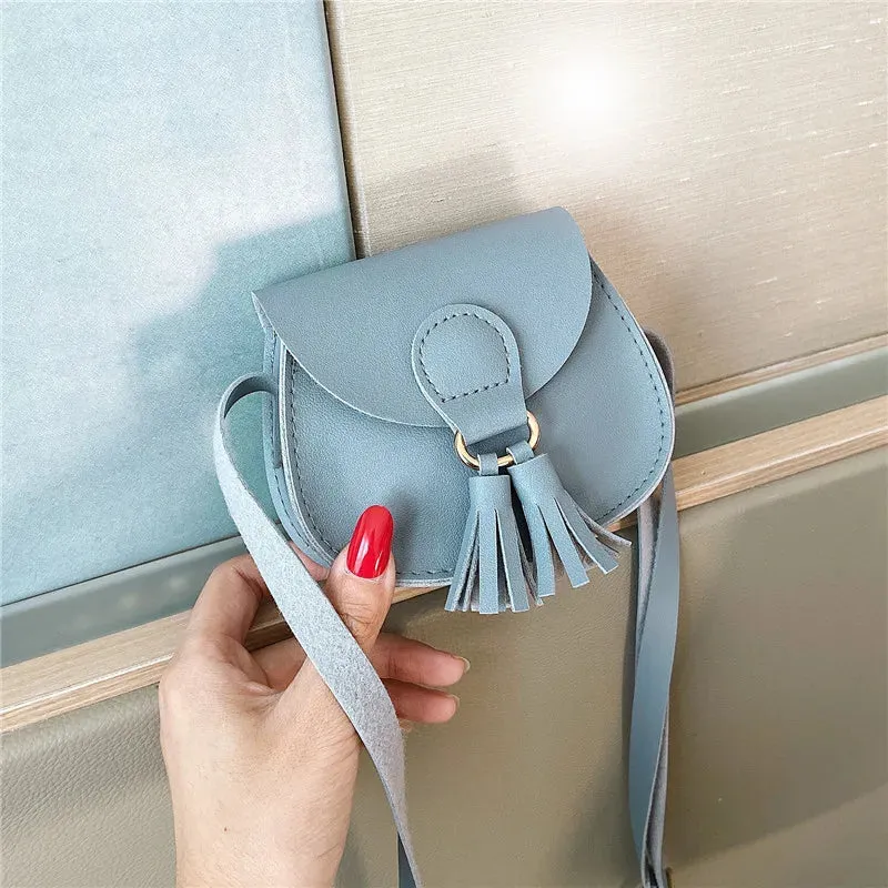 Mini Children Bag Cute PU Tassels Decor Princess Messenger Bags for Baby Girls Fashion Shoulder Bag Girls Birthday Gifts