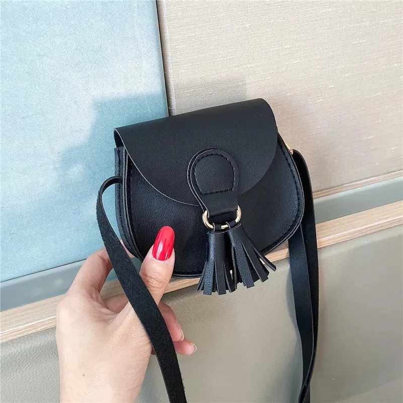 Mini Children Bag Cute PU Tassels Decor Princess Messenger Bags for Baby Girls Fashion Shoulder Bag Girls Birthday Gifts