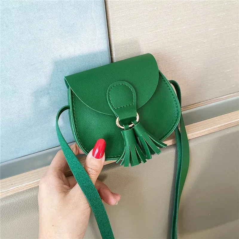 Mini Children Bag Cute PU Tassels Decor Princess Messenger Bags for Baby Girls Fashion Shoulder Bag Girls Birthday Gifts