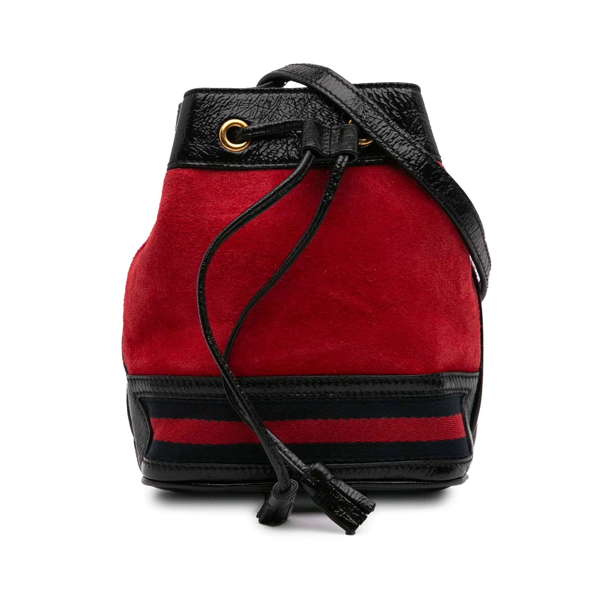 Mini Suede and Patent Web Ophidia Bucket Bag