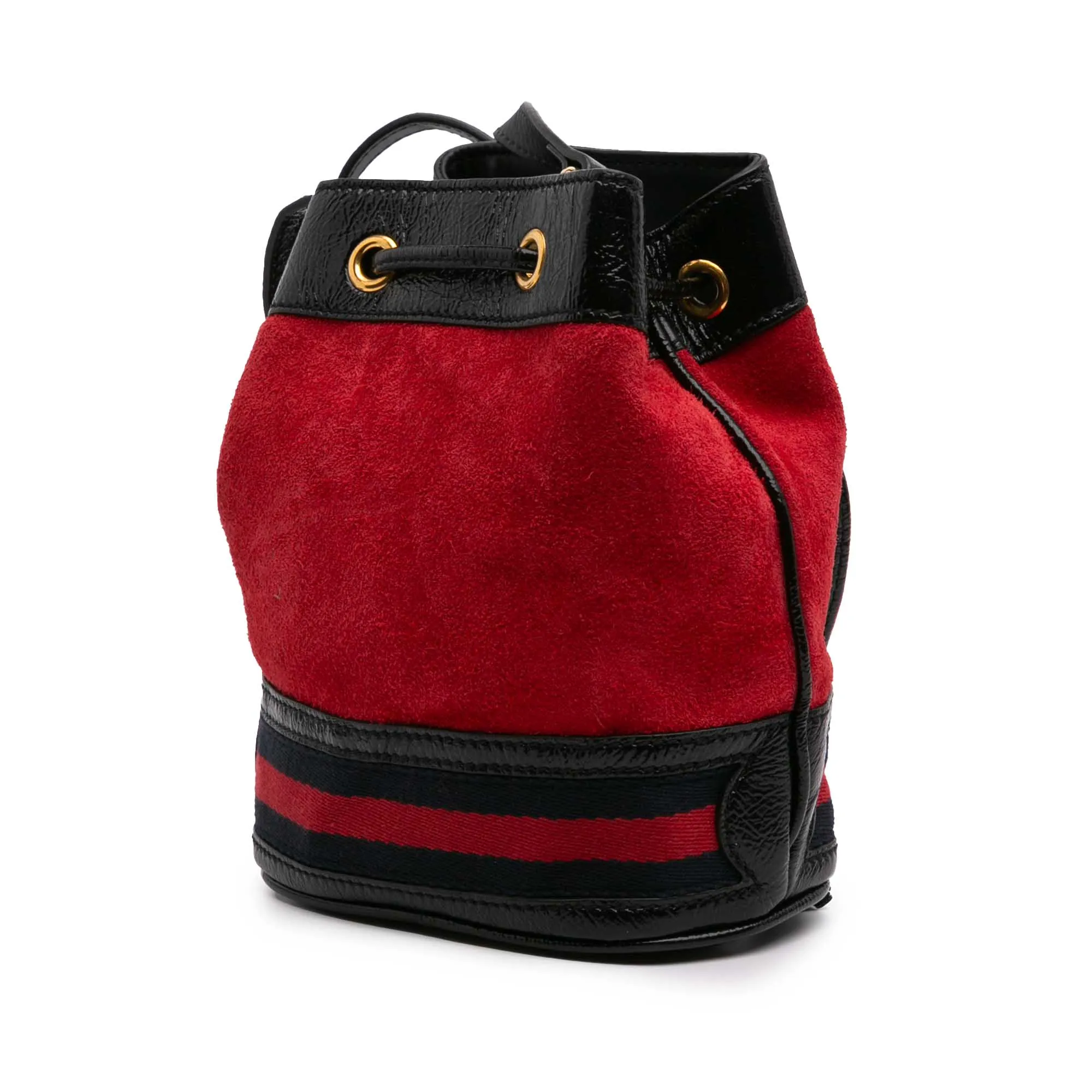 Mini Suede and Patent Web Ophidia Bucket Bag