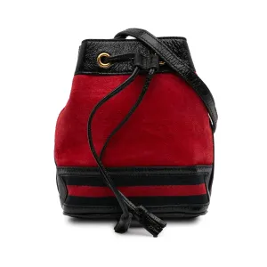 Mini Suede and Patent Web Ophidia Bucket Bag