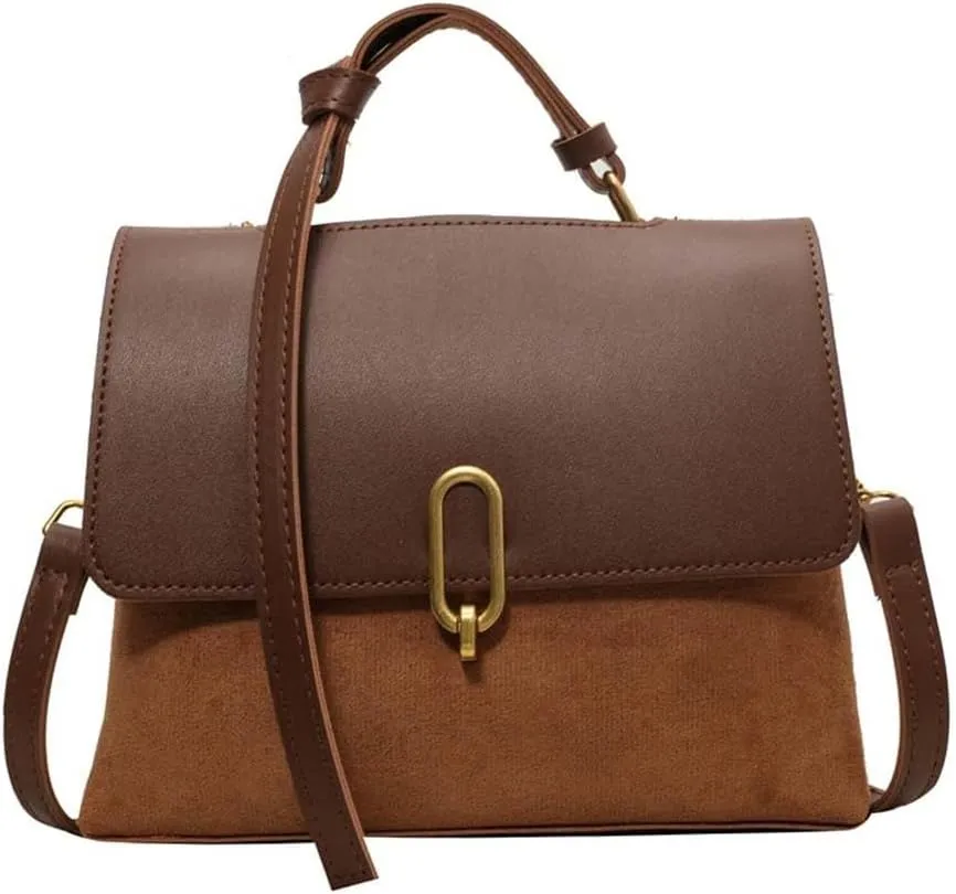 Molodo Women's Suede Shoulder Bag Trendy Top Handle Handbags Vintage Satchel Bag Casual Crossbody Bag for Commuting