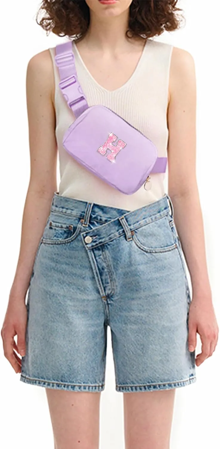 Monogrammed Gifts for Girls Women - Fanny Pack for Kids Teens,Crossbody Bag for Women Trendy Everywhere Belt Bag Monogrammed Crossbody Bag Waist Pack | Lavender,Initial H