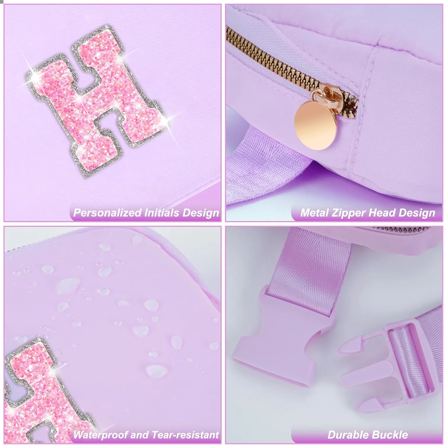 Monogrammed Gifts for Girls Women - Fanny Pack for Kids Teens,Crossbody Bag for Women Trendy Everywhere Belt Bag Monogrammed Crossbody Bag Waist Pack | Lavender,Initial H