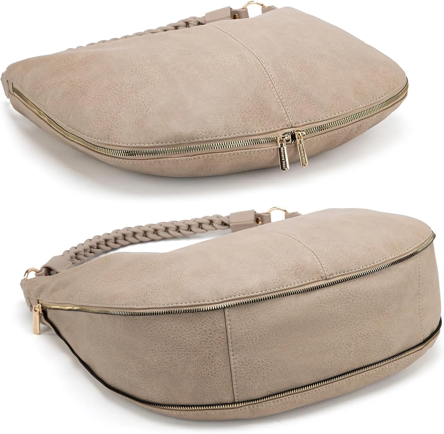 Montana West Large Hobo Bags for Women Slouchy Shoulder Purse Handbag with Zipper and Woven Handle