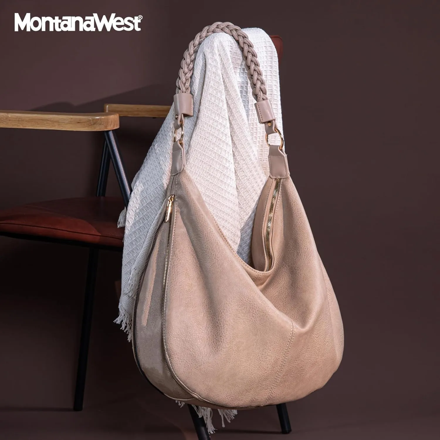 Montana West Large Hobo Bags for Women Slouchy Shoulder Purse Handbag with Zipper and Woven Handle