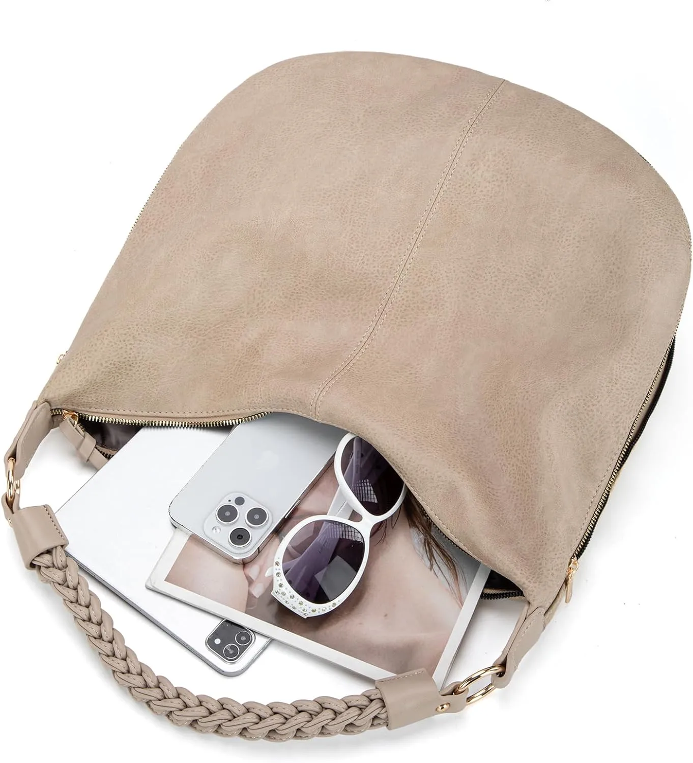 Montana West Large Hobo Bags for Women Slouchy Shoulder Purse Handbag with Zipper and Woven Handle