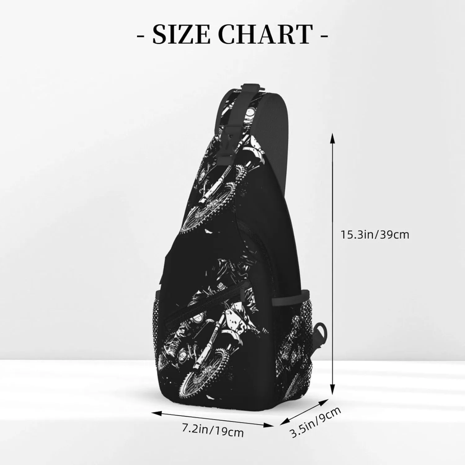 Motocross Rider Vector Line Drawing Grungy Brush Chest Sling Bag Crossbody Shoulder Backpack Bag Gym Cycling Daypack Travel Hiking Cross Bag