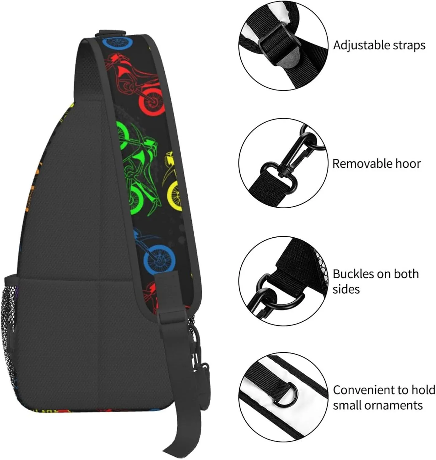 Motorcycles Grunge Guys Modern Urban Extreme Race Chest Sling Bag Crossbody Shoulder Backpack Bag Gym Cycling Travel Hiking Daypack Cross Bag