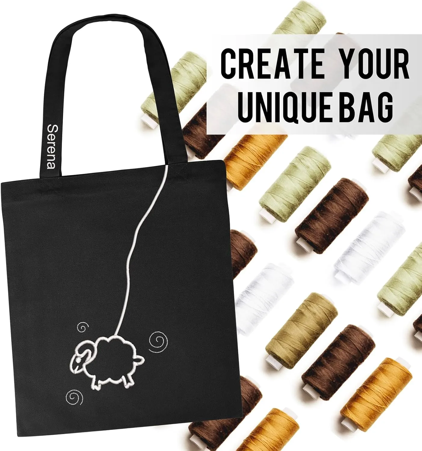 Muka 4 Pack Heavy Duty Canvas Tote Bag, 12oz 100% Cotton Tote Bag, Black DIY Grocery Bag 15 x 16 Inch