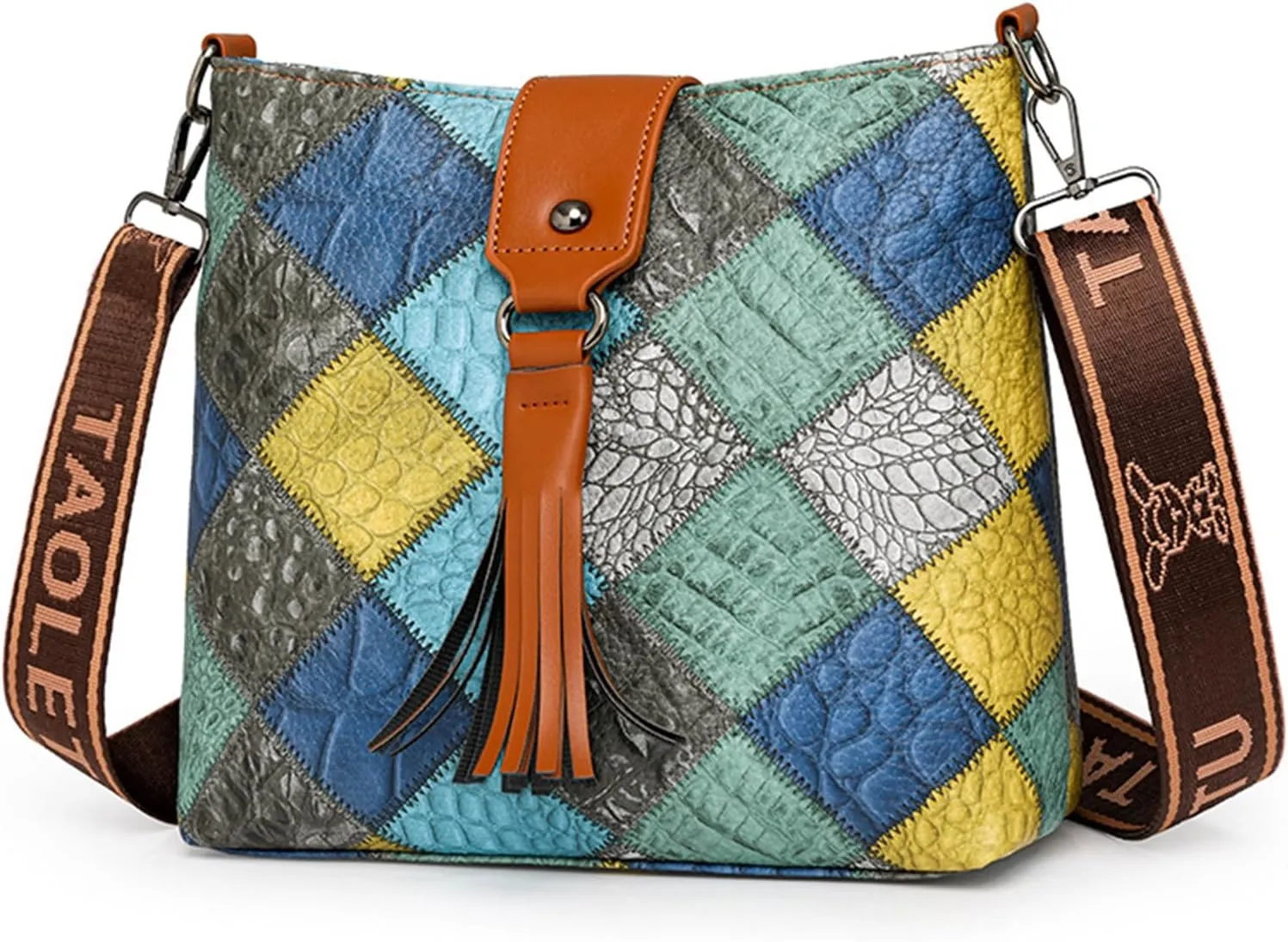 Multicolor Mini Leather Crossbody Bags for Women, Soft Crossbody Bags with Zipper Tassels, Adjustable Strap Shoulder Tote Bag