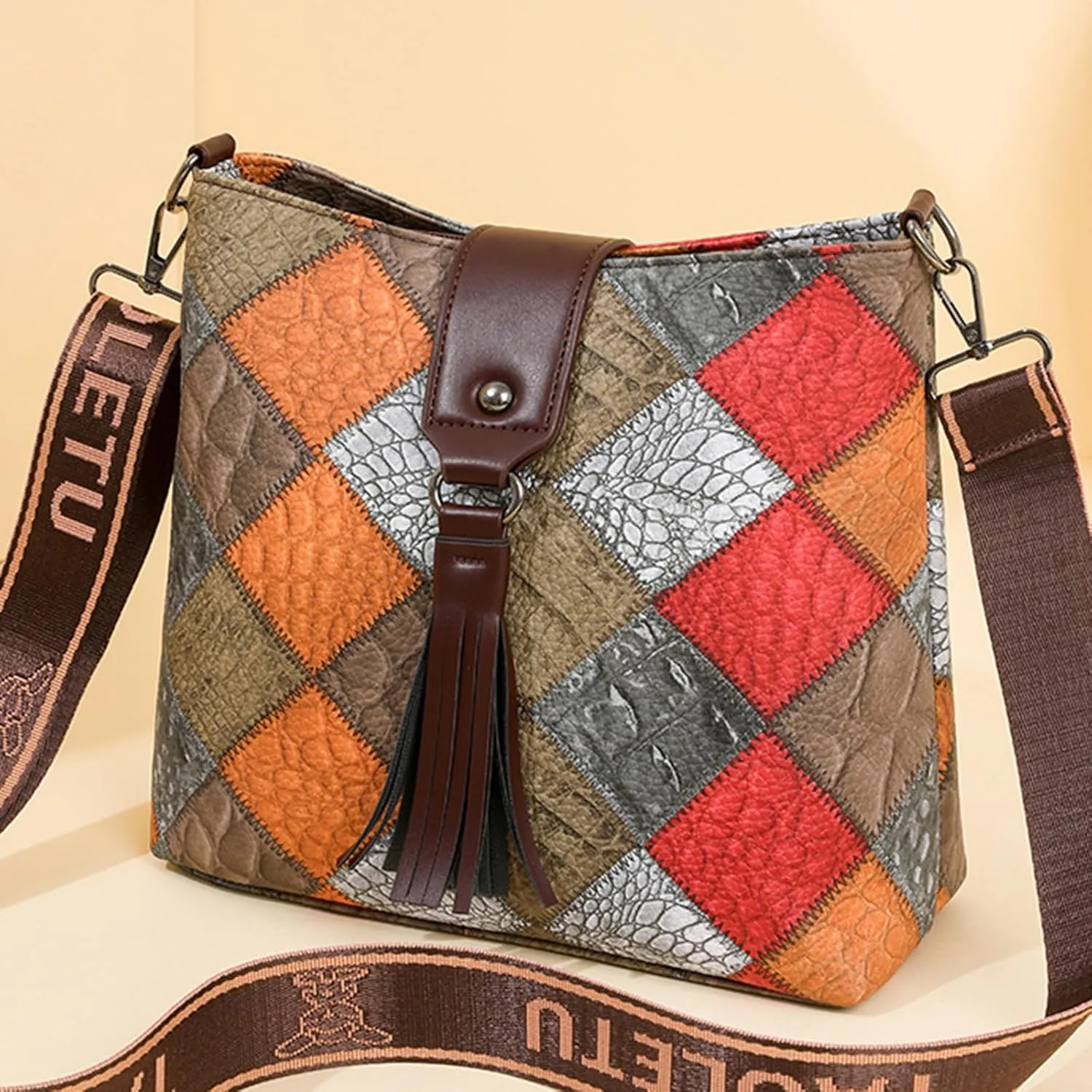 Multicolor Mini Leather Crossbody Bags for Women, Soft Crossbody Bags with Zipper Tassels, Adjustable Strap Shoulder Tote Bag