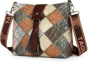 Multicolor Mini Leather Crossbody Bags for Women, Soft Crossbody Bags with Zipper Tassels, Adjustable Strap Shoulder Tote Bag