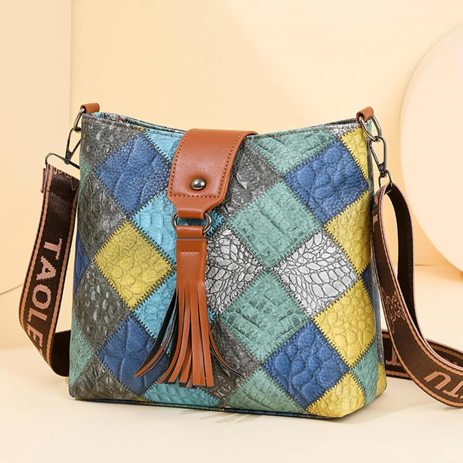Multicolor Mini Leather Crossbody Bags for Women, Soft Crossbody Bags with Zipper Tassels, Adjustable Strap Shoulder Tote Bag