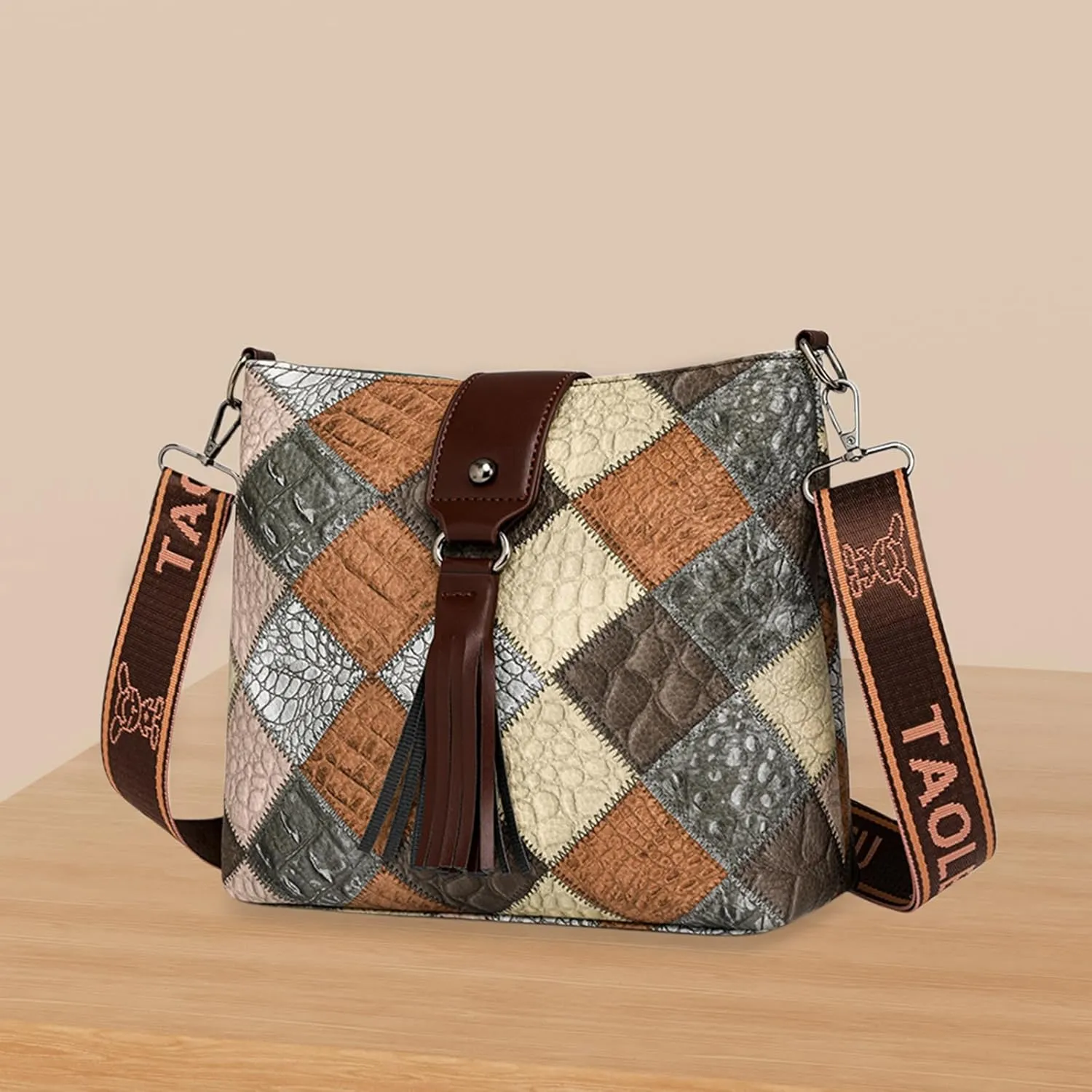Multicolor Mini Leather Crossbody Bags for Women, Soft Crossbody Bags with Zipper Tassels, Adjustable Strap Shoulder Tote Bag
